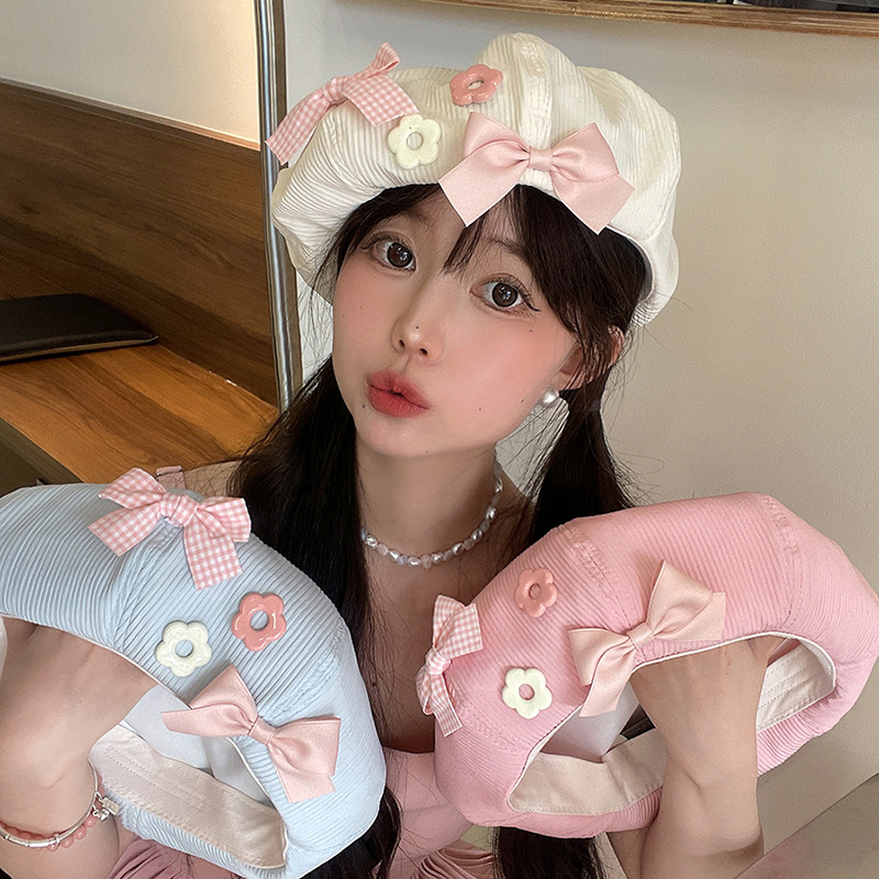 Mũ nồi beret đính nơ dễ thương