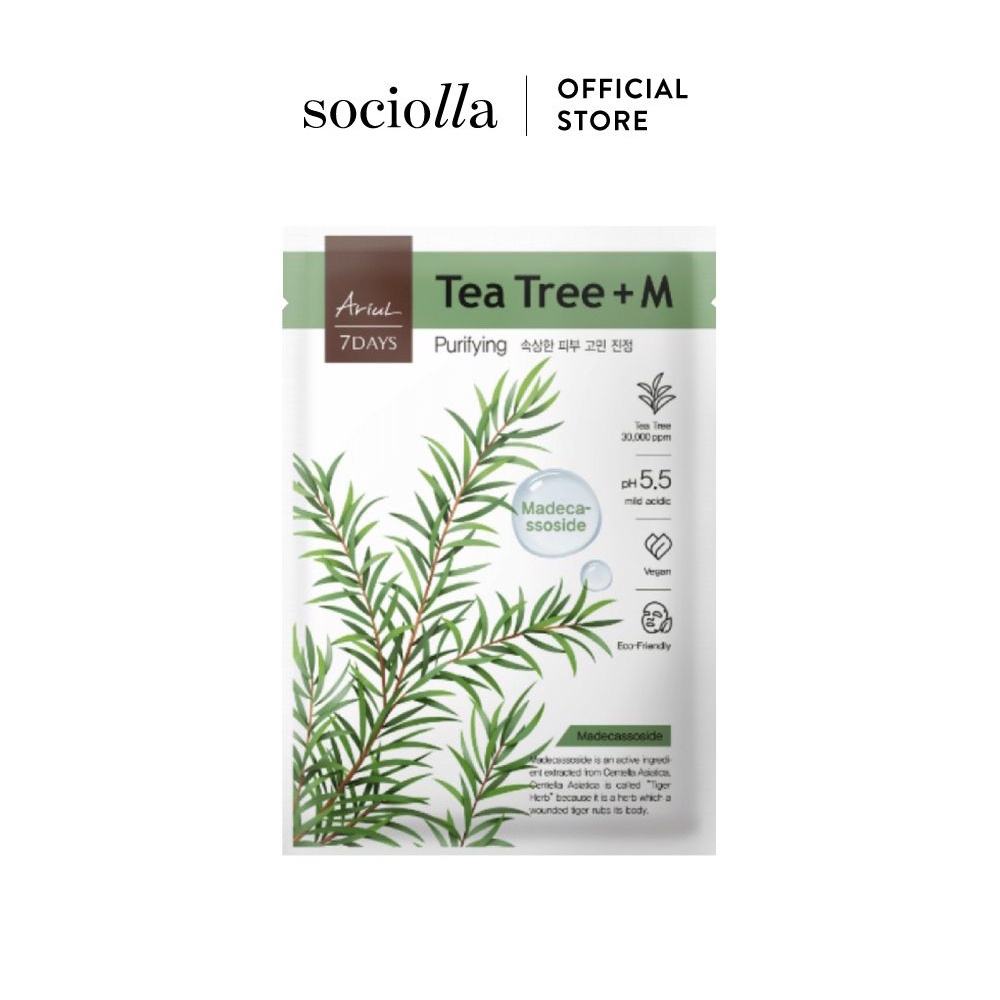 Mặt nạ giảm mẫn đỏ & cải thiện da mụn chiết xuất tràm trà ariul 7 days mask tea tree m 20ml