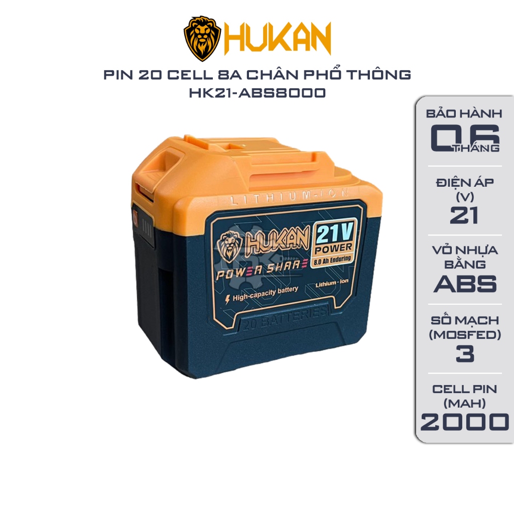 Pin hukan 10 cell, 15 cell, 20 cell dung lượng 3a - 6a - 8a, mạch 3 mosfed, cell pin 2000mah