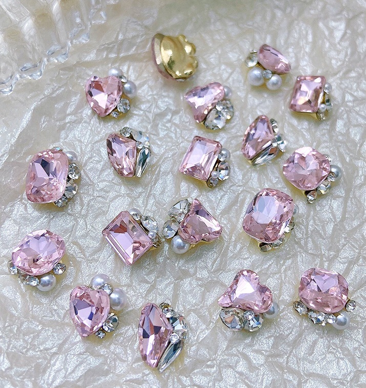 Charm Đá Khối Hồng Pha Lê Siêu Sáng | Trang Trí Móng Tay CF