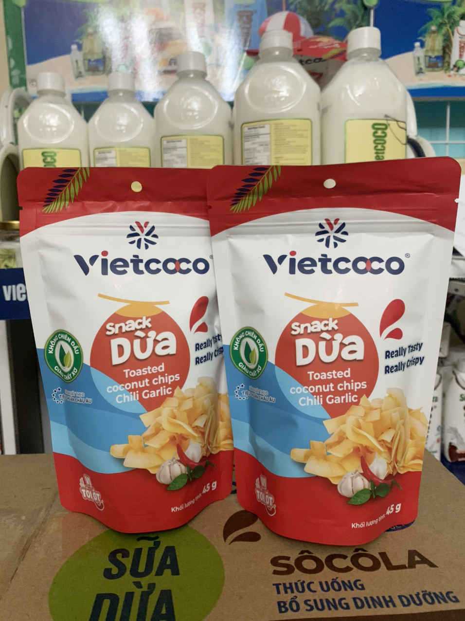 DỪA NON SẤY DÒN VIETCOCO -ĐẶC SẢN BẾN TRE (TÚI 45 Gram)