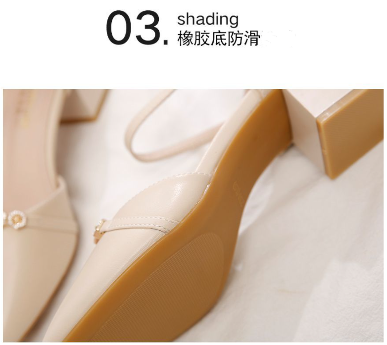 Giày Cao Gót Gót Thấp 3 Phân Mũi Vuông