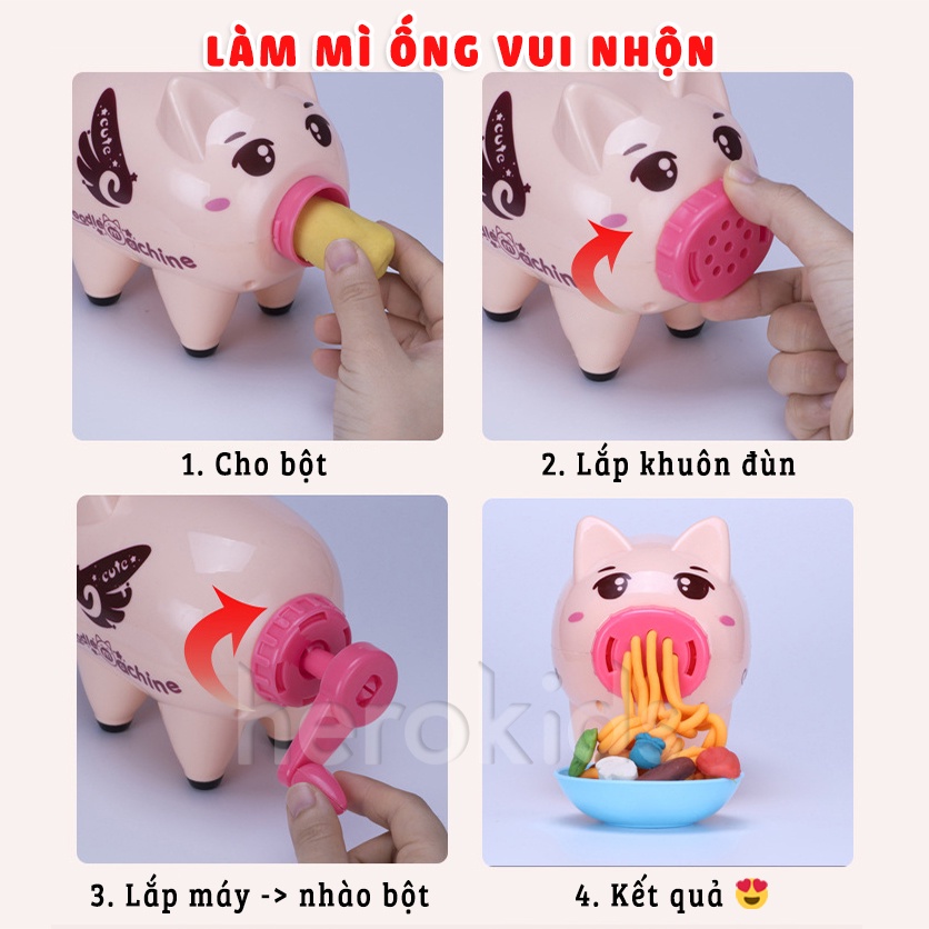 Đồ chơi đất nặn máy làm kem, máy làm mì từ bột lúa mì cho bé