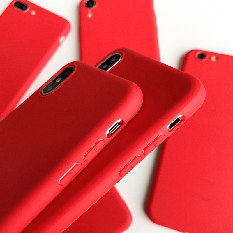 Red Matte Phone Case For iphone 12 13 11 Pro XS Max XR X 8 7 6S 6 Plus SE 2020 Silicone Cases Solid Color Soft TPU Back Cover. 
