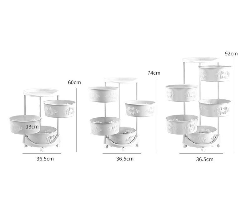 JustLiving 180° Rotatable Kitchen Storage Rack PP Corner Organizer Basket Rack Multi-Layer Kitchen Trolley Cabinet Racks Vegetable Shelf Storage Organizer Bathroom Shelves Shelf Holder