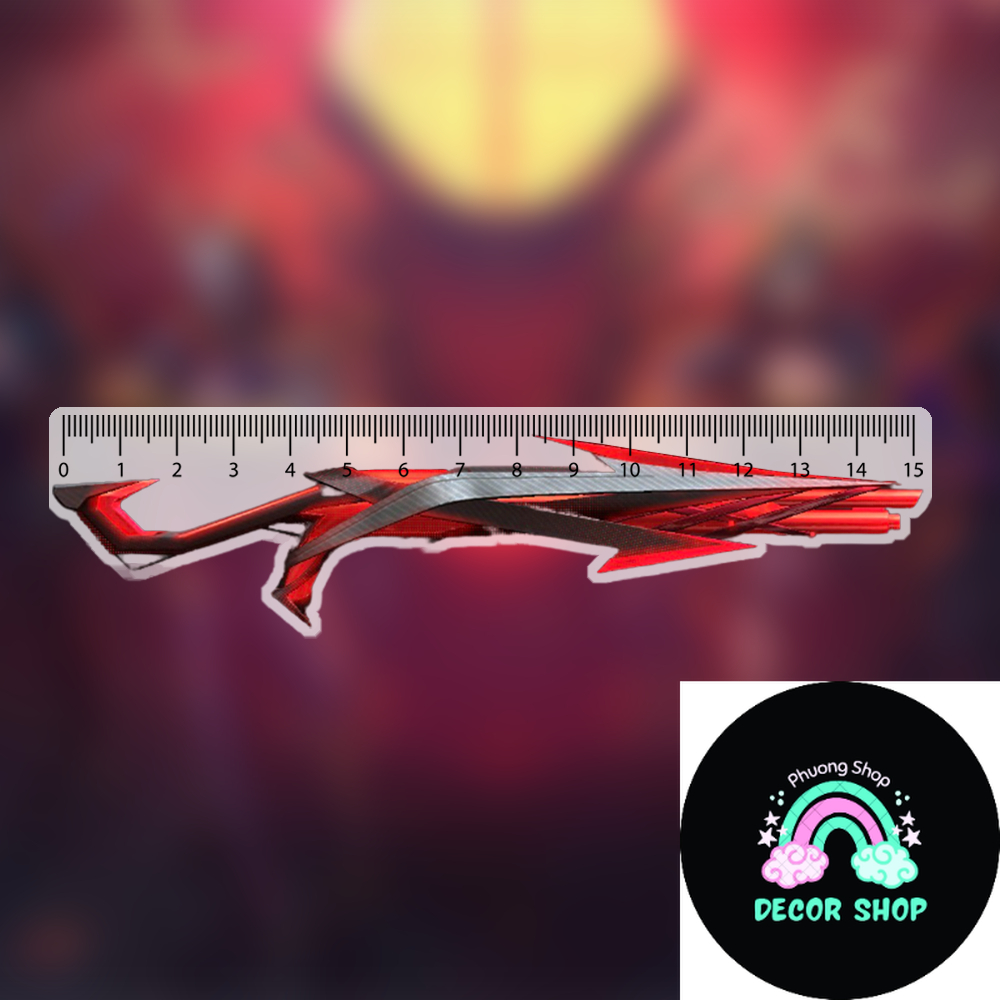 Mô hình thước kẻ học sinh 15cm in free fire cs go counter strike cf game hành động