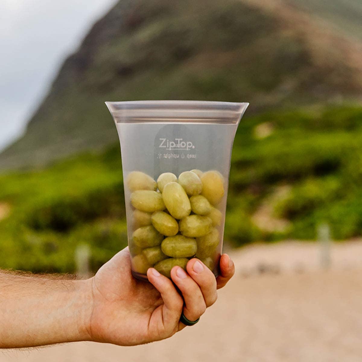 Zip Top Reusable Silicone Food Storage Bag and Container Large