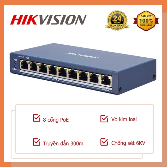 Switch mạng thông minh 8 cổng poe chính hãng hikvision ds-3e0109p-e/m, ds-3e0310p-e/m, ds-3e0109p-e, ds-3e0508-e, ds-3e0310p-e/m, ds-3e1309p-ei,ds-3e1508-ei