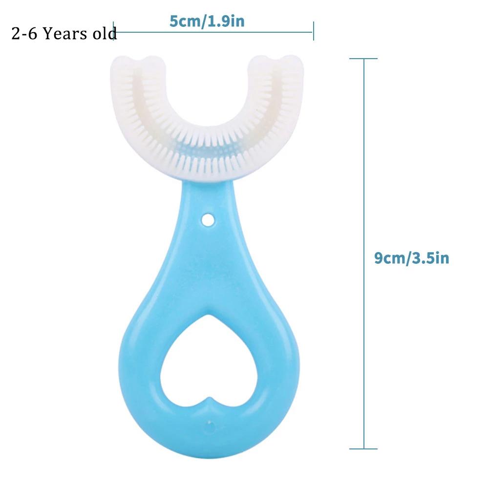 Kids U Shaped Toothbrush 360 Degrees Toddler Toothbrush Soft Silicone Brush Head Tooth Brush U Type Toothbrush for Toddlers Baby Ages 2-12  Children's Soft U-shaped Brushing Mouth Grade Silicone. 