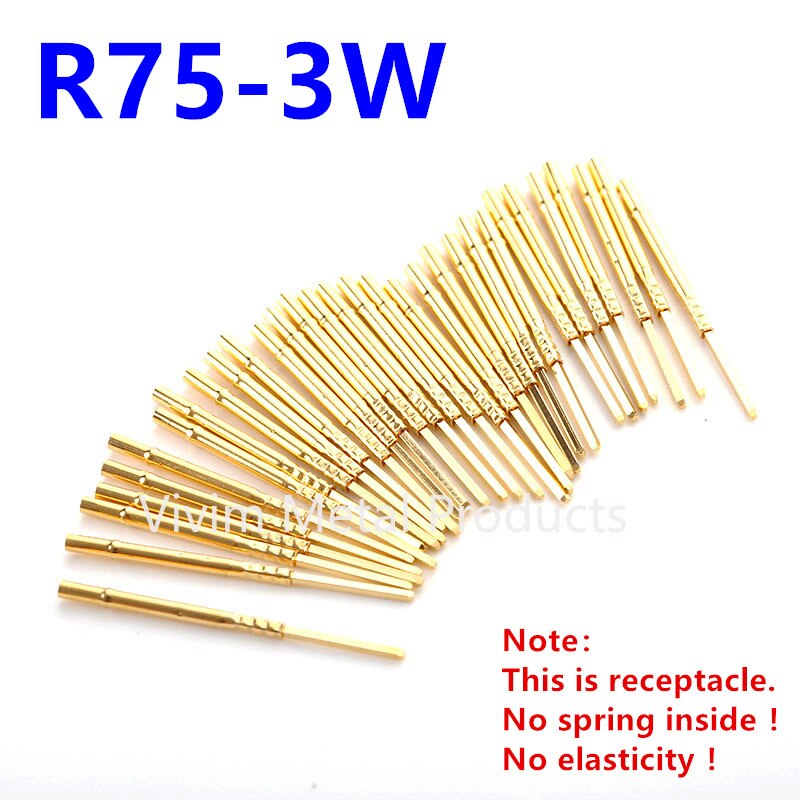 100Pcs R75-3W Test Pin Receptacle Needle Sleeve Needle Seat Sp Detection Probe Needle Sleeve Length 26.5Mm No Elasticity