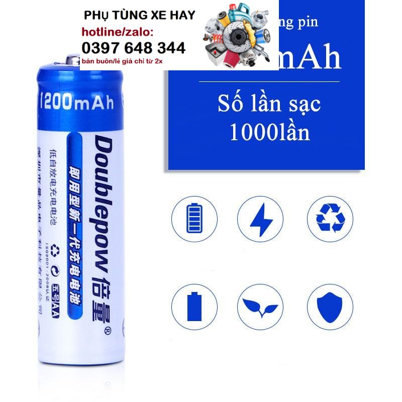 Bộ 04 Pin Sạc AA 1200mAh Doublepow (Hàng Chính Hãng)
