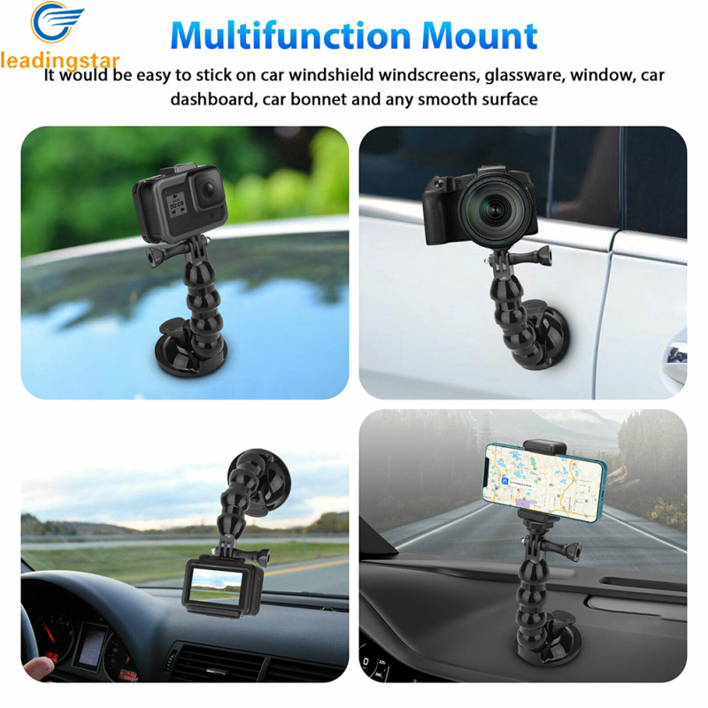 LeadingStar Fast Delivery Car Suction Cup Mount Phone Holder Adjustable Angles Video Navigation Bracket Compatible For Gopro Action Camera