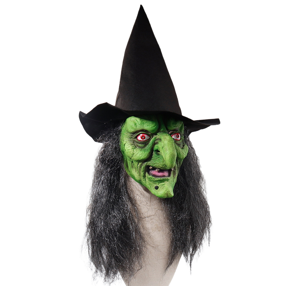Halloween Witch Face Cover With Hair And Hat Latex Old Witch Face Cover Halloween Party Scary Witch Costume Dress Up Props