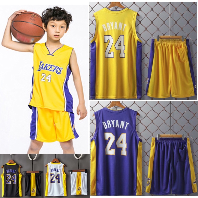 L.A Lakers Jersey #24 Kobe Bryant Jersey Kids Tops+Shorts Jersey Set  Children Basketball Uniform