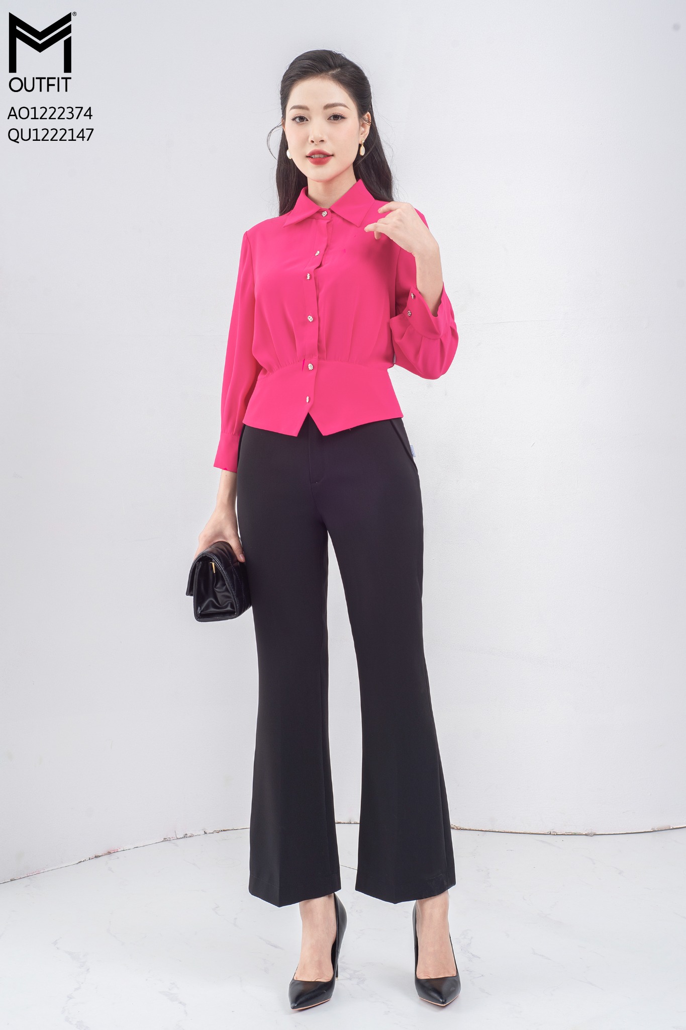 Áo sơ mi dáng croptop, tay lỡ -Mmoutfit