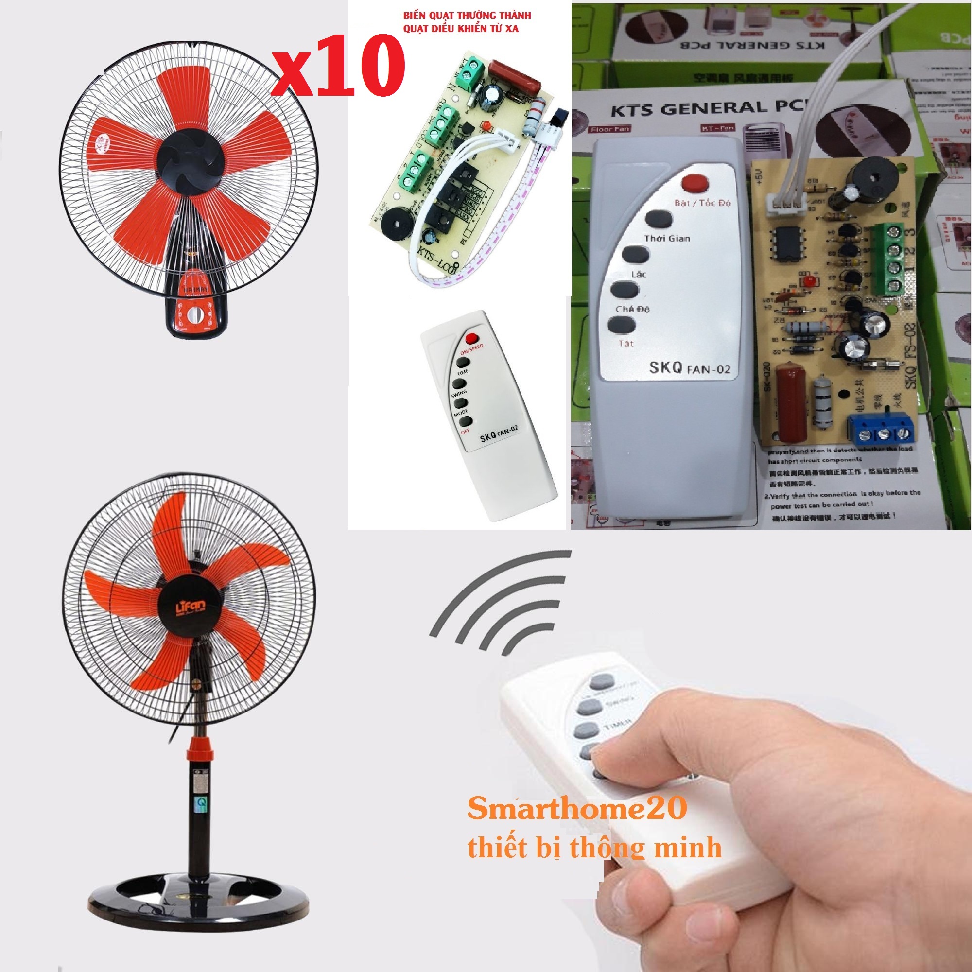 Bộ mạch quạt điều khiển từ xa cho các loại quạt, quạt cây, quạt bàn, quạt treo tường.....biến quạt thường thành quạt thông minh