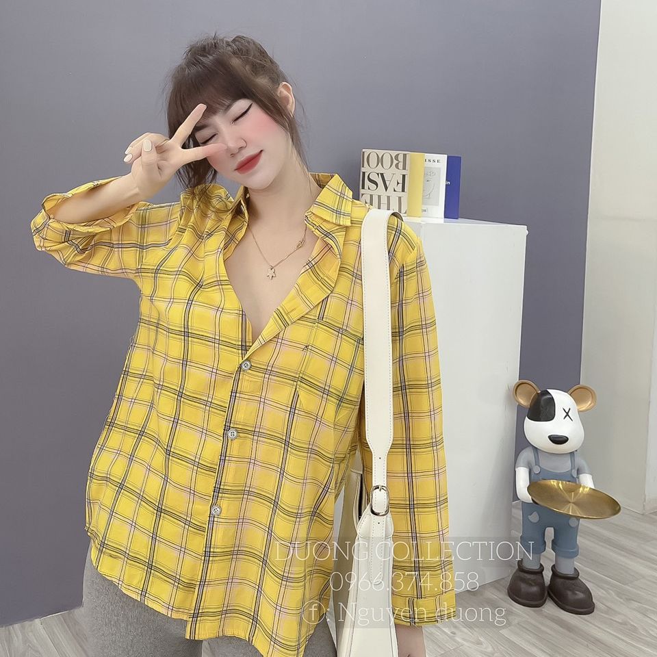 Áo sơ mi nữ form rộng áo sơ mi nữ caro cá tính - A330