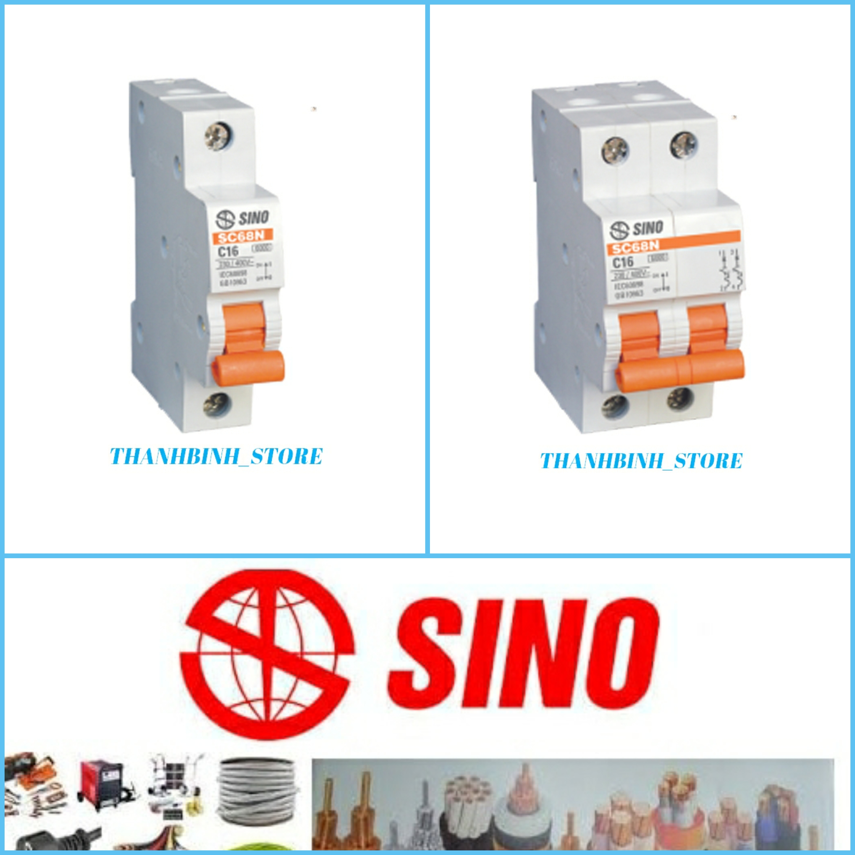 APTOMAT/ ÁT ĐÔI- 2 CỰC SINO S19- 2P 16A/ 20A/ 32A/ 40A