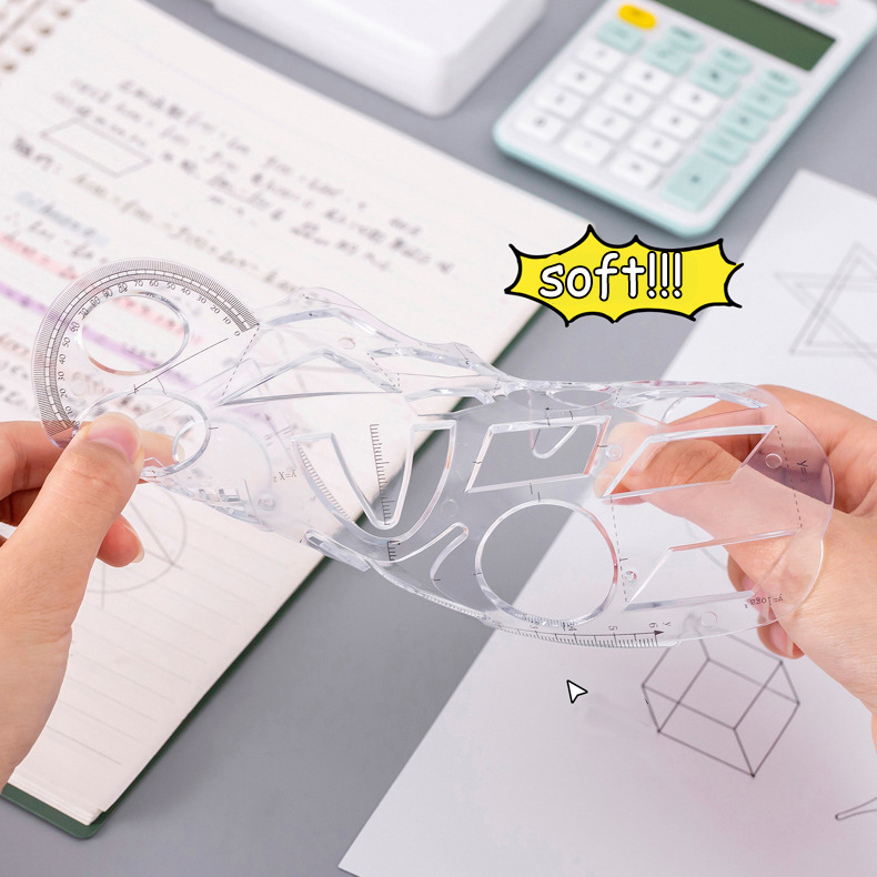 Trong suốt đa năng hình học thước kẻ vẽ văn phòng giảng dạy kiểm tra chức năng cai trị có thể gập lại Băng vẽ văn phòng phẩm sinh viên Toán Học Hình Học mẫu vẽ thước mềm