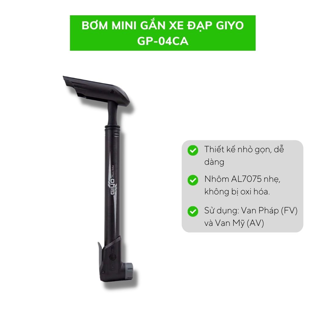 Bơm mini gắn xe đạp GIYO GP-04CA