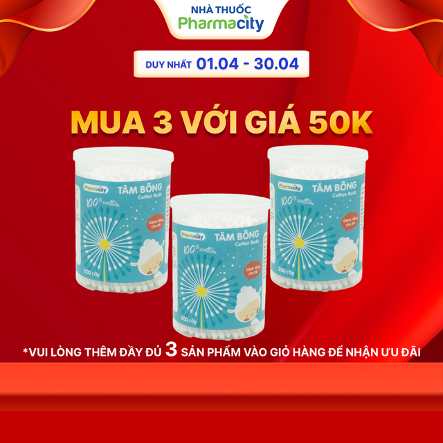 Tăm bông trẻ em Pharmacity (200 cây/hộp)