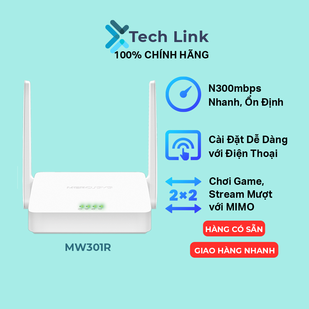 Bộ Phát Wifi Mercusys MW301R Chuẩn N 300Mbps