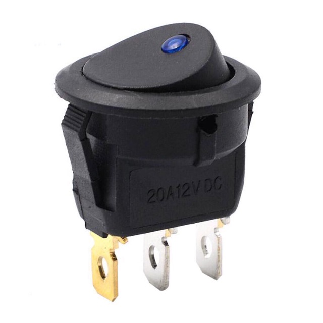 1 công tắc bập bênh 3 chân on/off có đèn led xanh 12v/20a