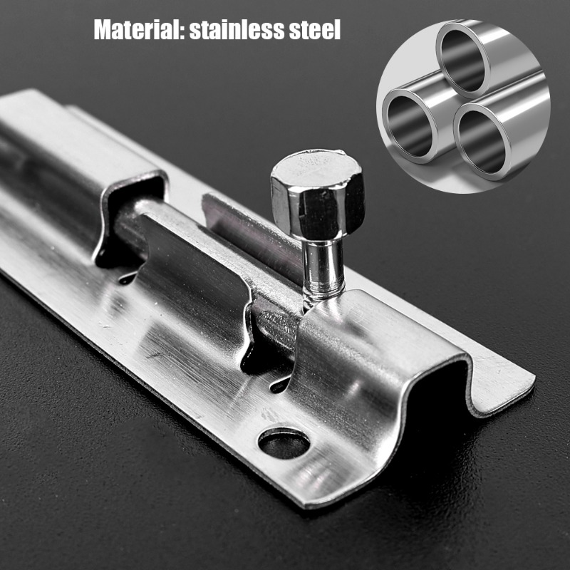 1.5-6 Inch Long Silver Stainless Steel Door Latch Solid Sliding Lock Bolt Latch Hasp Staple Window Cabinet Gate Safety Lock Door Bolts