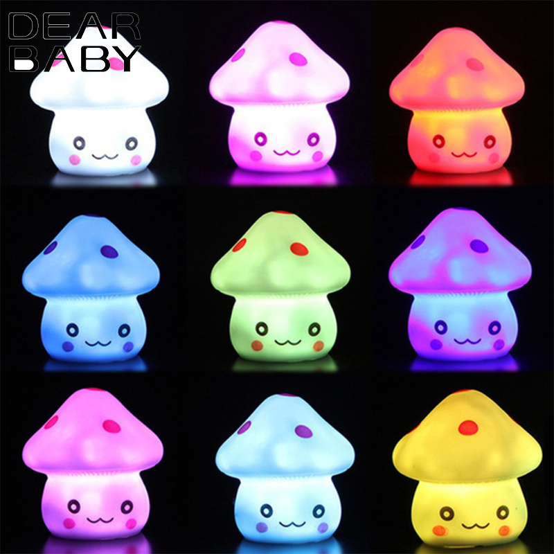 Led Colorful Mushroom Night Light For Romantic Atmosphere Energy Saving Light