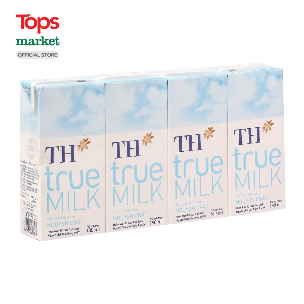 Lốc 4 Sữa Th True Milk Không Đường 180Ml