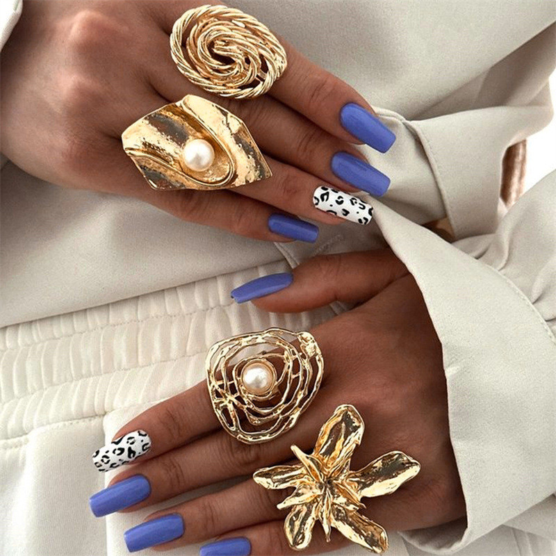 Enacolor%20New%204Pcs/Set%20Retro%20Gold%20Irregular%20Alloy%20Flowers%20Ring%20Set%20Joint%20Rings%20for%20Women%20%20Girls%20%20Exaggeration%20Jewelry%20Accessories%20Gifts%20-%20Image%203