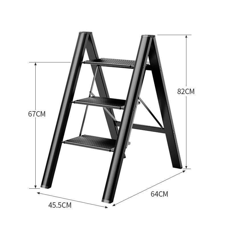 Household multi-functional folding ladder thickened aluminum alloy herringbone ladder trellis three-step staircase portable Convenient and convenient small stepladder stool