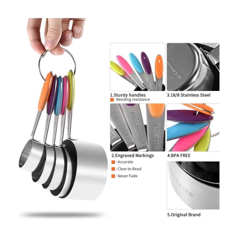 Cup Đong Inox 5 màu(5 nhỏ-5lớn)