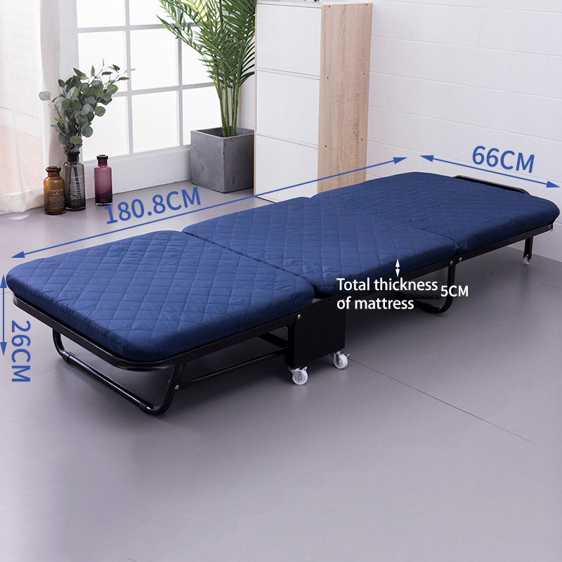 Three-fold portable folding bed thickened folding sponge bed simple accompanying bed mobile single lunch break bed
