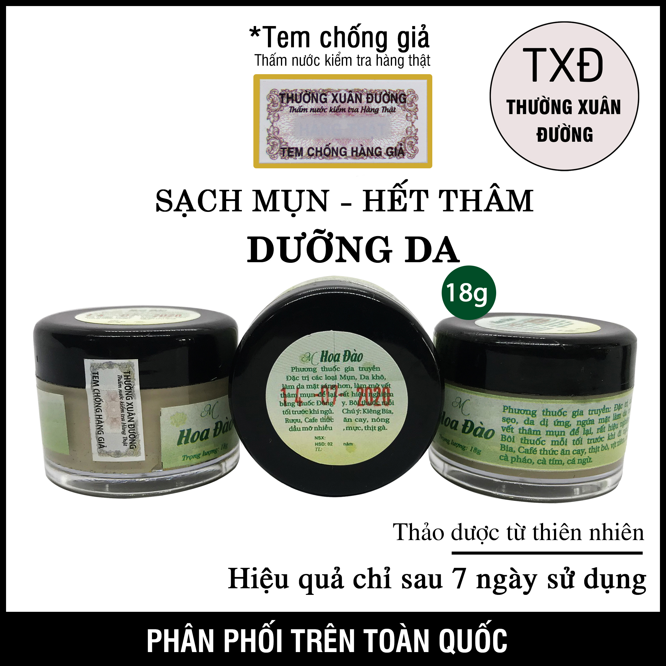 (Thường Xuân Đường) Kem mụn Hoa Đào nắp đen lọ lớn 18g - TIẾT KIỆM HƠN