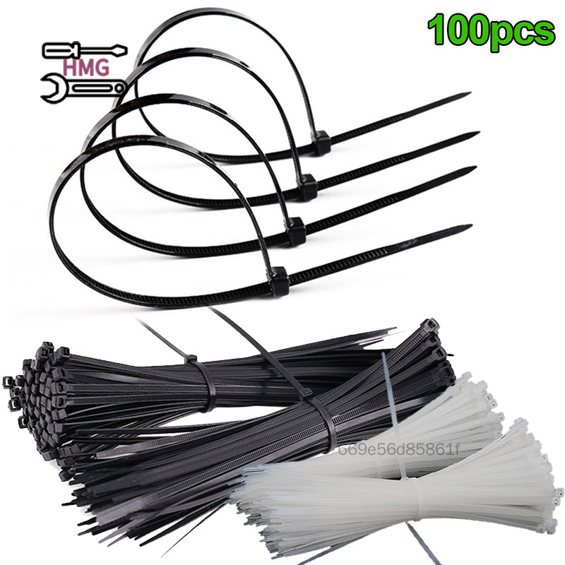 Handmong 100pcs Self Locking Nylon Ties Strong Durable Powerful Lock Tie Wraps Suitable for Indoor Wire Tying HMG-MY