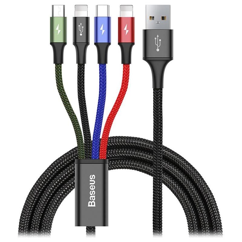 Cáp Sạc Nhanh Baseus Rapid Series 4In1 (Usb To 2Ios+Micro+C 3.5A-1.2M) Đen