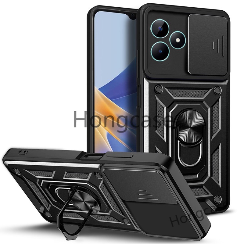 Casing For realme C51 NFC realmeC51 4G C 51 note50 note 50 2023 Phone Case Sliding window Armor Ring Bracket Shockproof Push Pull Camera Protection Back Cover