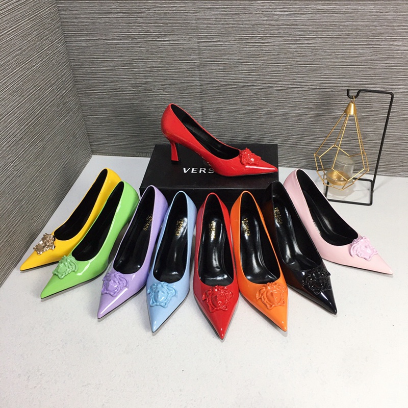 [Hàng Có Sẵn] Giày Cao Gót Versace Cao 7cm Màu Đen
