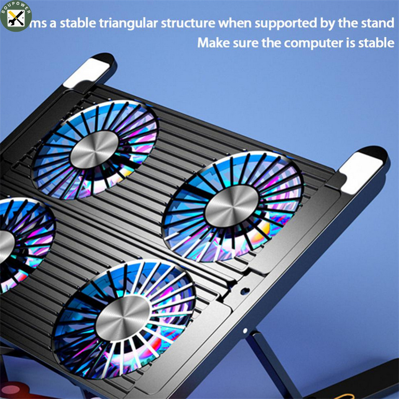 BouPower Foldable Laptop Holder Stand Cooling Pad Table Bracket With Radiator Silent Fan Notebook Accessories