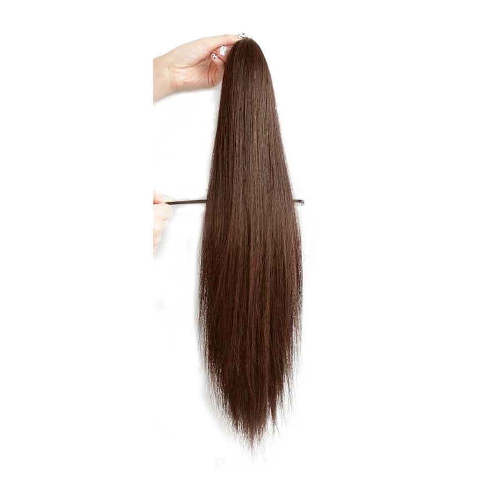 LENNY Short Long Ponytail Wig Straight Synthetic Claw Clip Ponytail Heat Resistant Fiber Brown Pony Tail Hairpiece Women