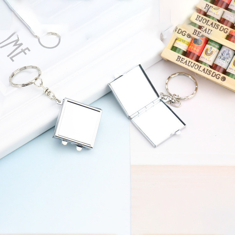 Travel Vanity Mirror Mini Round Mirror Portable Makeup Mirror Keychain Mirror Double-Sided Folding Mirror