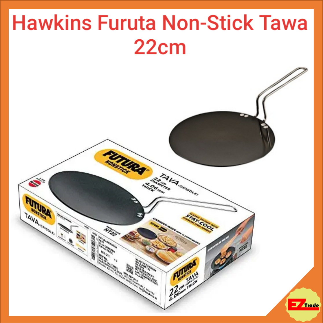 Hawkins Futura Non-Stick Tawa, Frypan, Frying Pan, 22cm, NT22