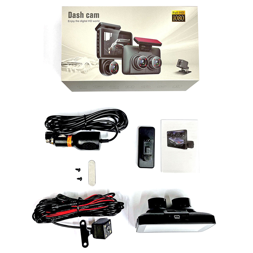 Aumotop Dash Camera with Triple Camera Setup and Night Vision - Front Rear and Inside Recording for Auto Safety