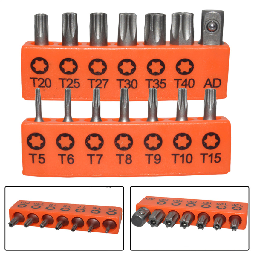 14pcs 25mm torx screwdriver bits set tamper proof security magn-etic star bit t5 t7 t8 t9 t10 t15 t20 t25 t27 t30 t35 t40