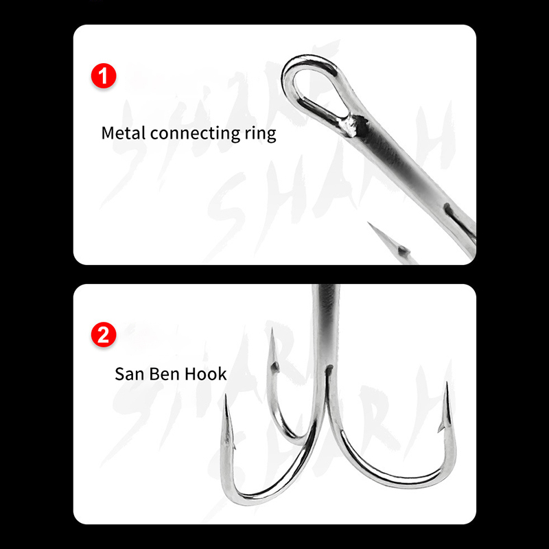 10pcs Sanben Hooks Lua Hooks Anchor Fishing Hooks Sea Fishing Hooks Triple Claw Anchor Hooks Silver Black Fishing Hooks 2#4#6#8#10# Creek.
