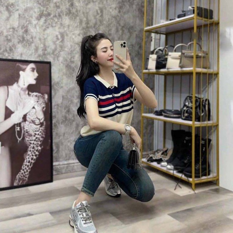 🔥[C246] Áo len thun Montoghi dệt kim SỌC NỬA TRÊN cánh dơi hàng Quảng Châu cực HOT - kholenqc