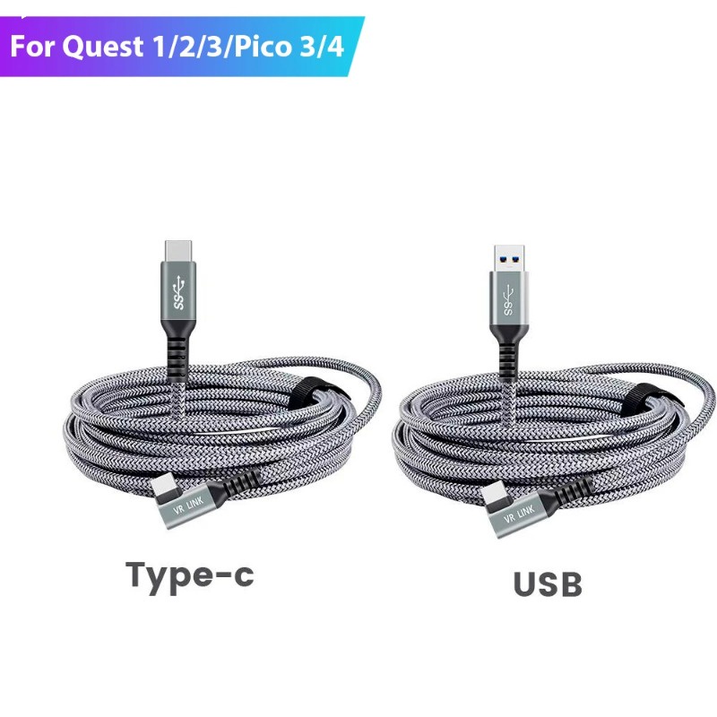 Cáp sạc Cho Oculus Quest 3/1/Quest 2 Liên Kết VR dòng dữ liệu USB 3.0 Cáp chuyển đổi Loại C Cho Pico 3/4 tai nghe VR Phụ Kiện