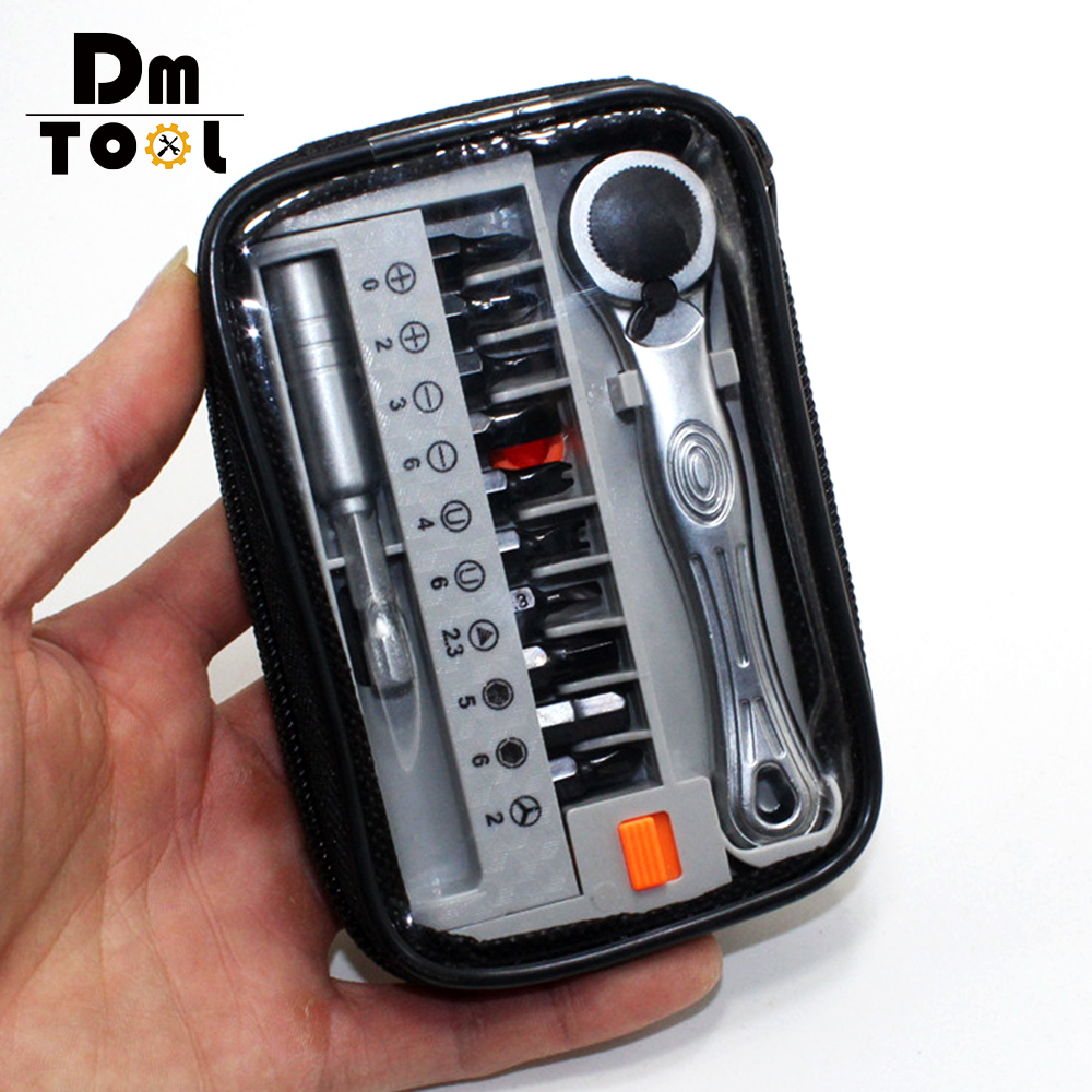 DM Portable Mini Multifunctional Screwdriver Ratchet Wrench Set Cross Screwdriver