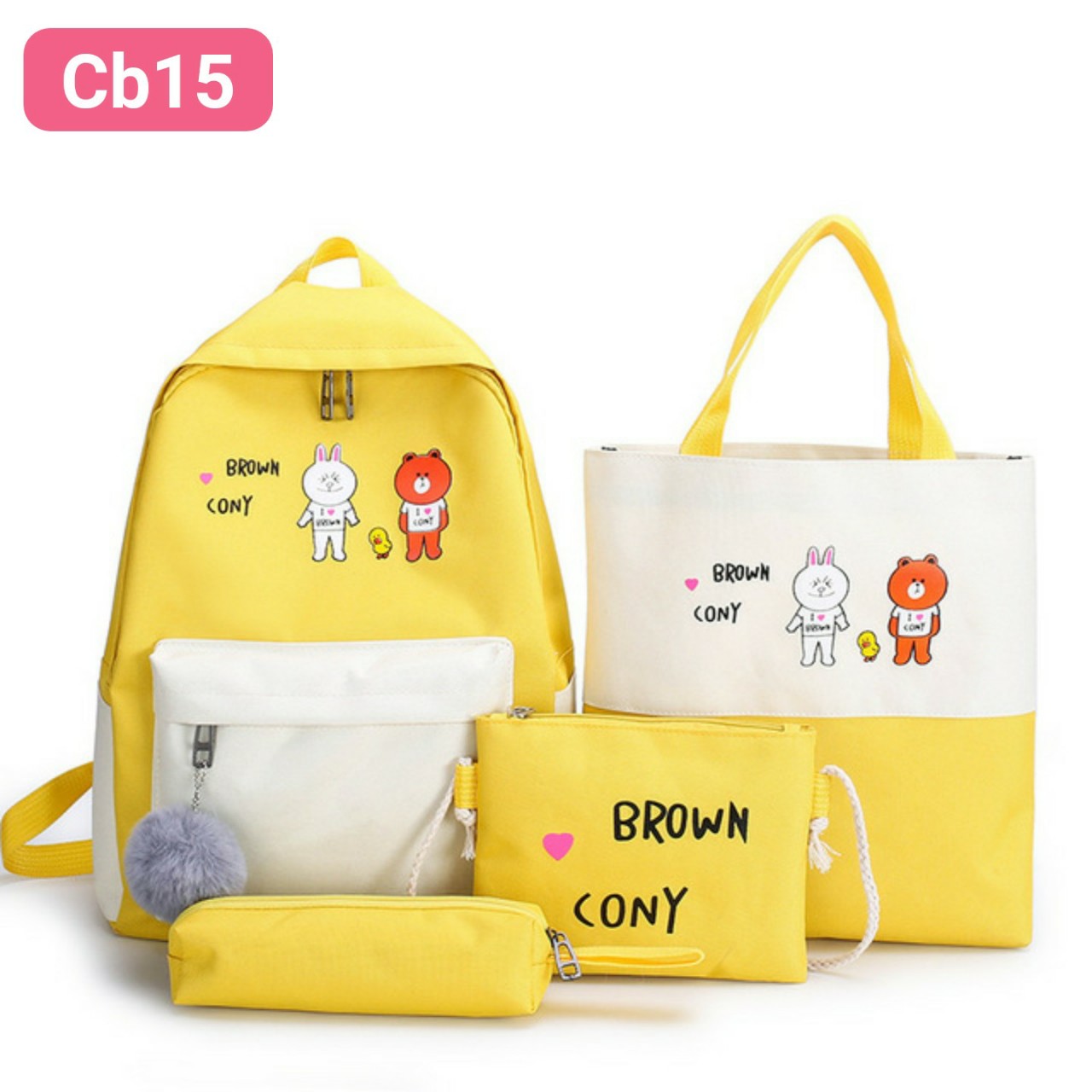 balo combo 4 món gấu dễ thương